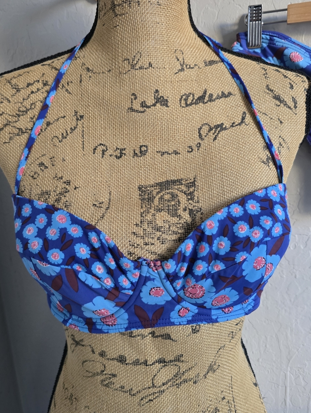 KATE SPADE Cobalt Blue Floral Bikini Set Sz M - Picture 3 of 6